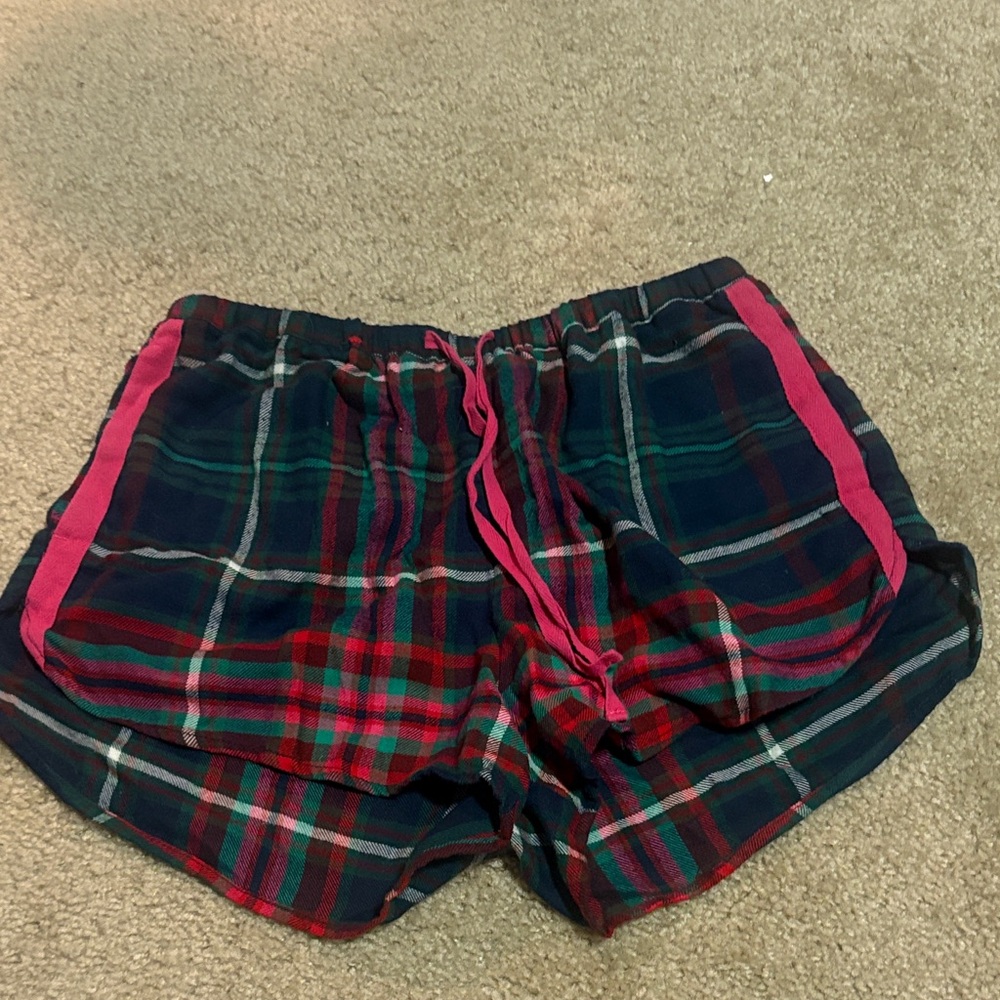 Colsie Plaid Athletic Shorts with Pink Trim